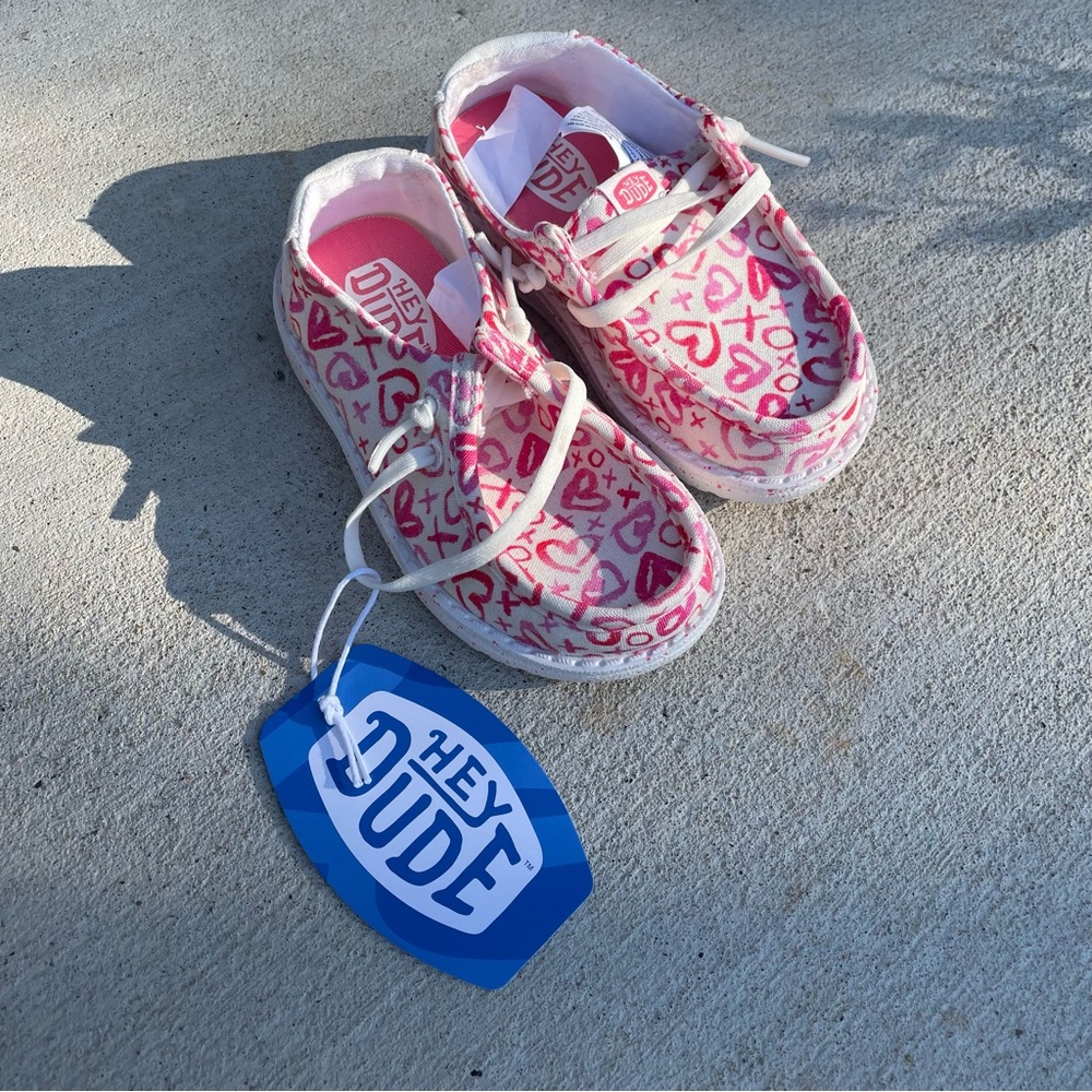 Hey Dude Kids Pink Heart Sneakers